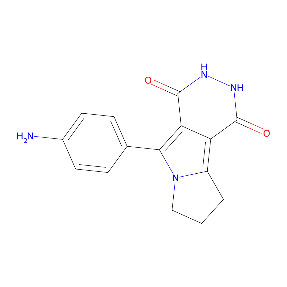 5-(4-aminophenyl)-1H,2H,3H,4H,7H,8H,9H-pyridazino[4,5-a]pyrrolizine-1,4-dione molecular structure, CAS 1114823-91-4
