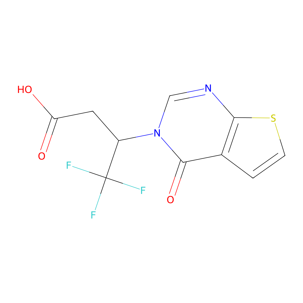 4,4,4-trifluoro-3-(4-oxothieno[2,3-d]pyrimidin-3(4H)-yl)butanoic acid molecular structure, CAS 1114823-92-5