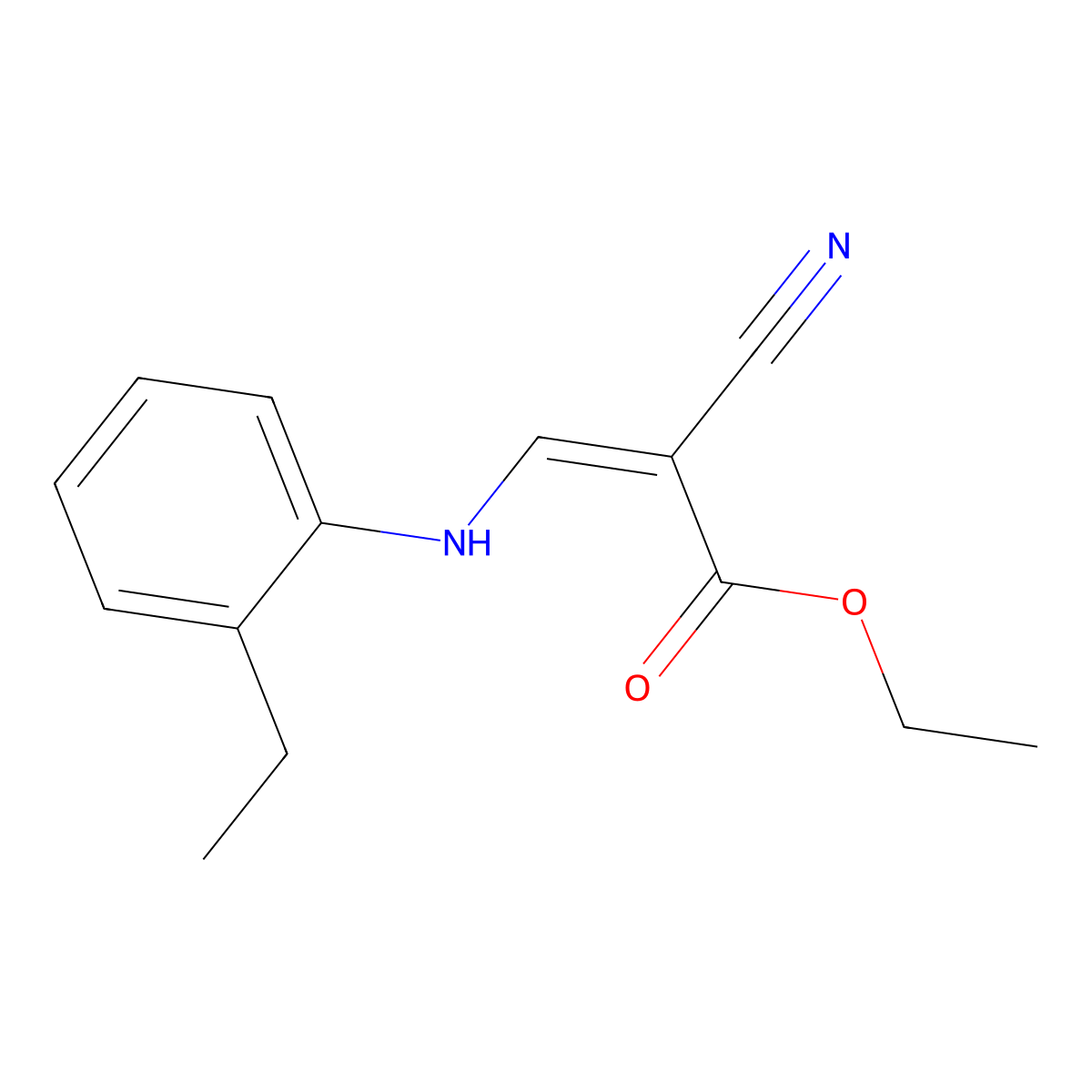 Ethyl 2-cyano-3-[(2-ethylphenyl)amino]prop-2-enoate molecular structure, CAS 1114823-95-8