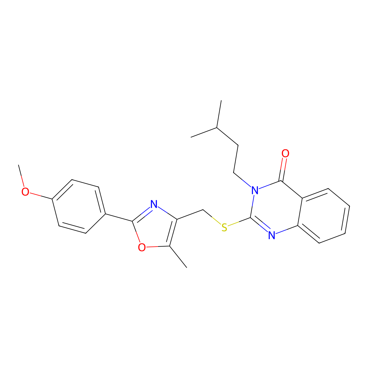 3-isopentyl-2-(((2-(4-methoxyphenyl)-5-methyloxazol-4-yl)methyl)thio)quinazolin-4(3H)-one molecular structure, CAS 1114827-45-0