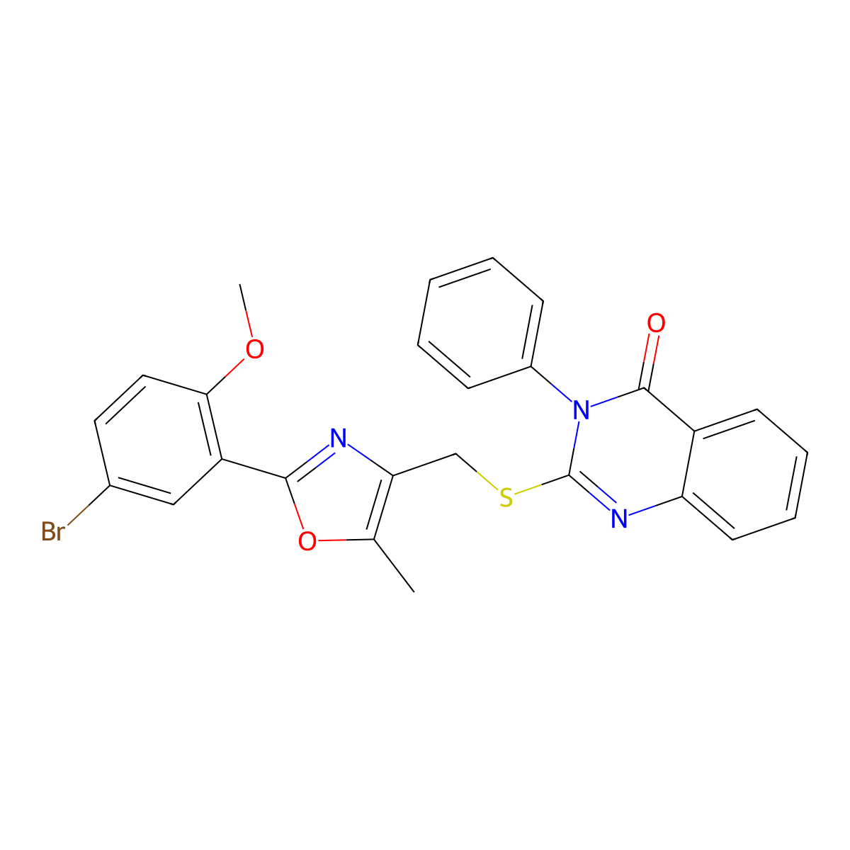 2-(((2-(5-bromo-2-methoxyphenyl)-5-methyloxazol-4-yl)methyl)thio)-3-phenylquinazolin-4(3H)-one molecular structure, CAS 1114827-48-3