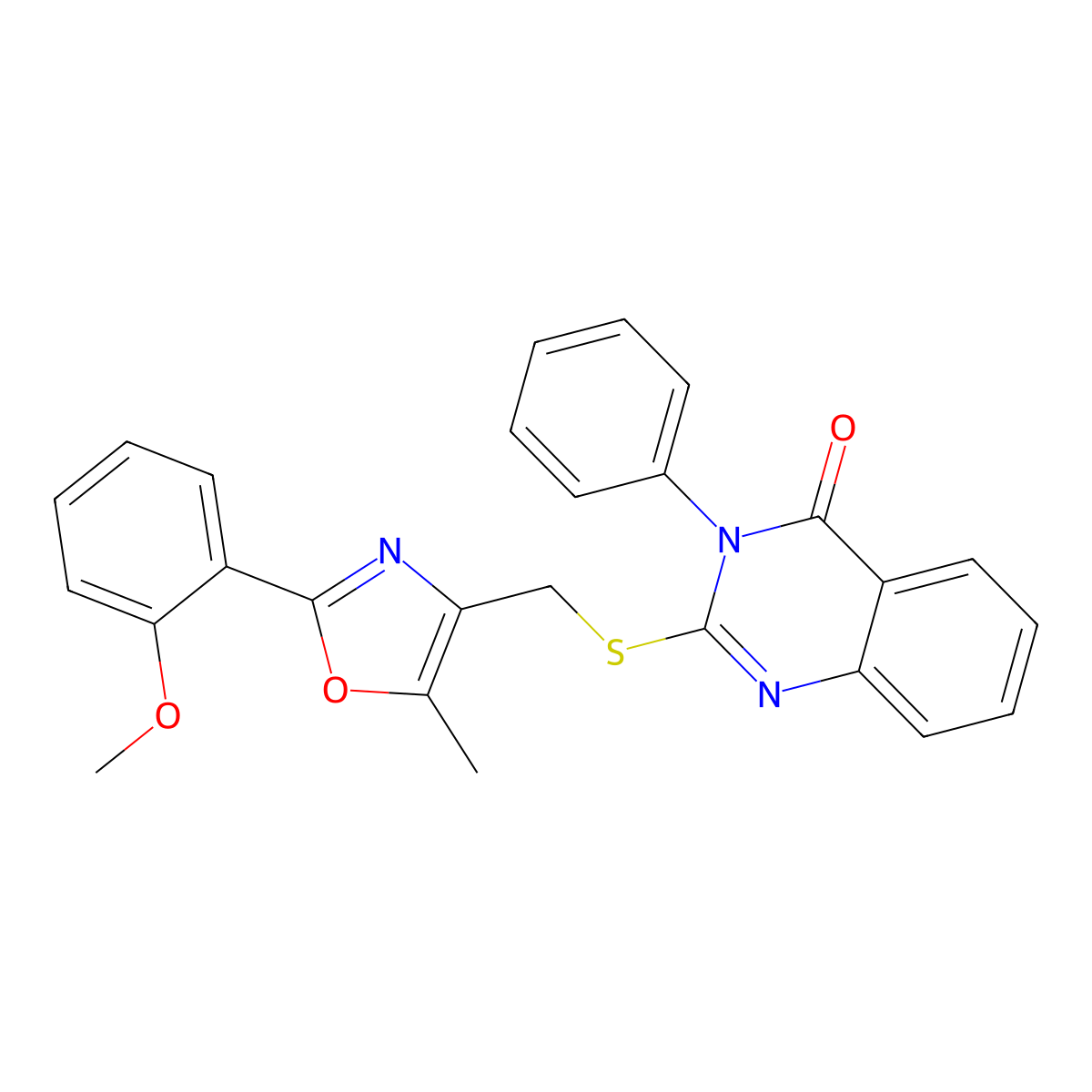2-(((2-(2-methoxyphenyl)-5-methyloxazol-4-yl)methyl)thio)-3-phenylquinazolin-4(3H)-one molecular structure, CAS 1114827-50-7