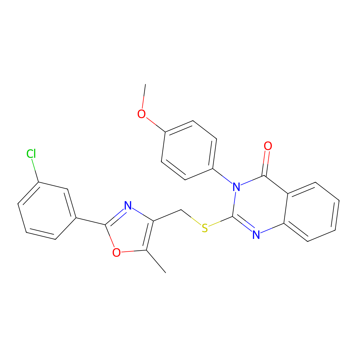 2-(((2-(3-chlorophenyl)-5-methyloxazol-4-yl)methyl)thio)-3-(4-methoxyphenyl)quinazolin-4(3H)-one molecular structure, CAS 1114827-51-8