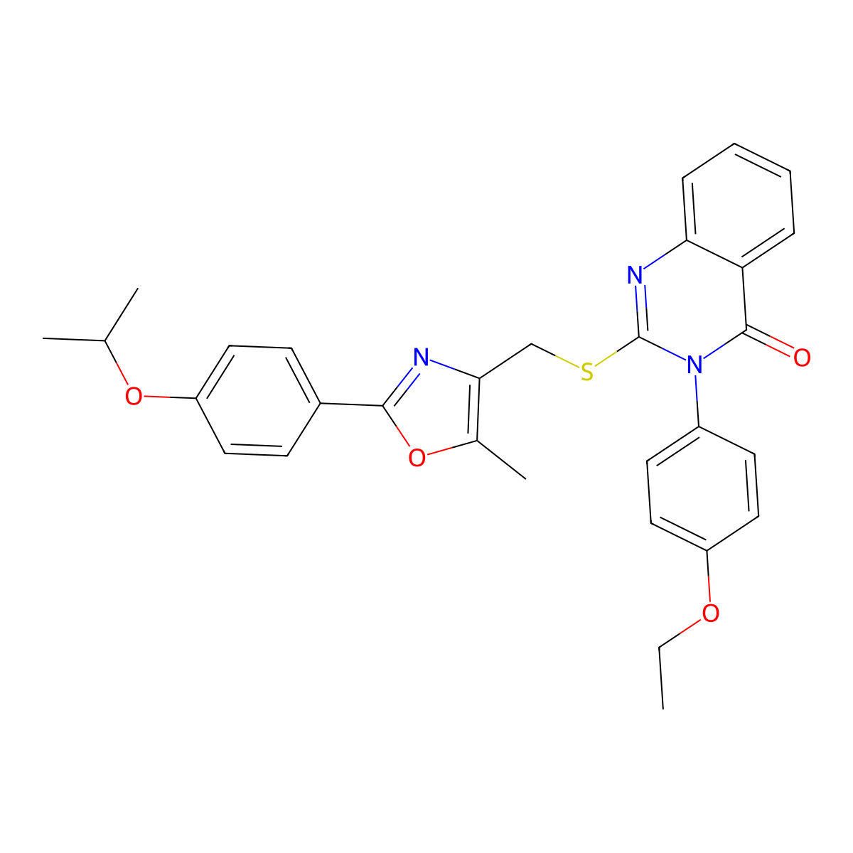 3-(4-ethoxyphenyl)-2-(((2-(4-isopropoxyphenyl)-5-methyloxazol-4-yl)methyl)thio)quinazolin-4(3H)-one molecular structure, CAS 1114827-64-3