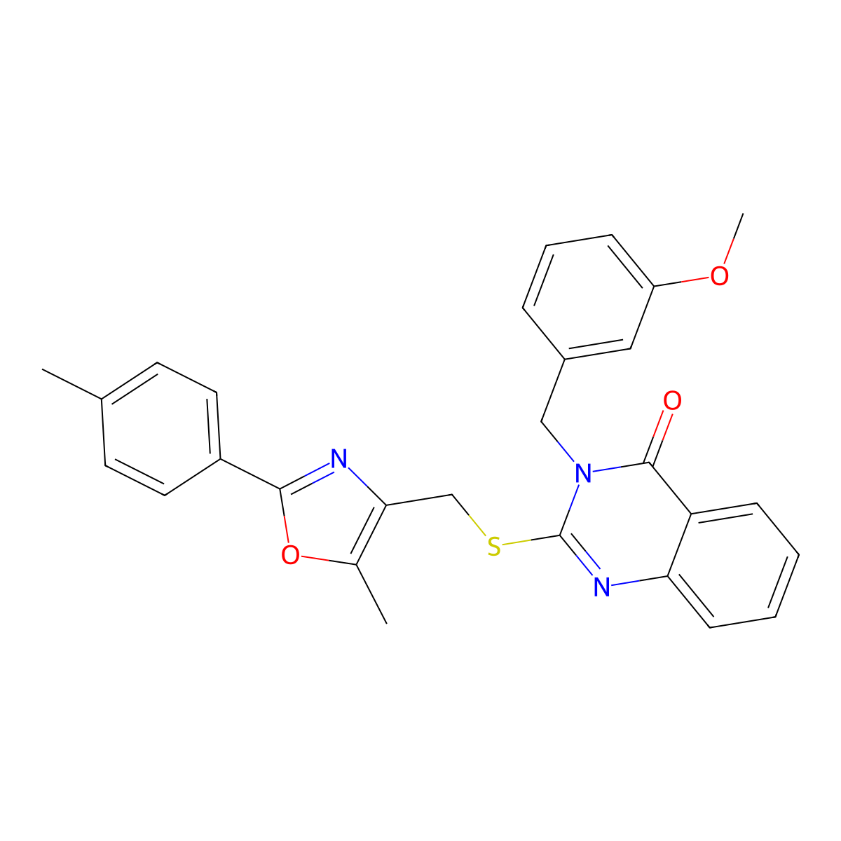 3-(3-methoxybenzyl)-2-(((5-methyl-2-(p-tolyl)oxazol-4-yl)methyl)thio)quinazolin-4(3H)-one molecular structure, CAS 1114827-74-5