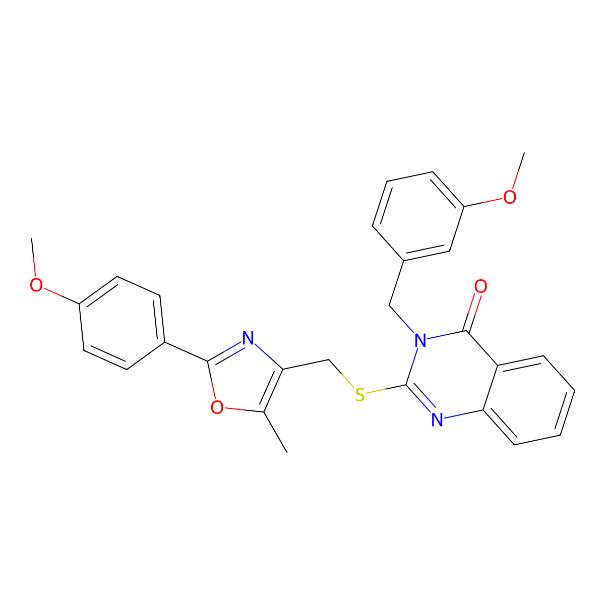 3-(3-methoxybenzyl)-2-(((2-(4-methoxyphenyl)-5-methyloxazol-4-yl)methyl)thio)quinazolin-4(3H)-one molecular structure, CAS 1114827-76-7