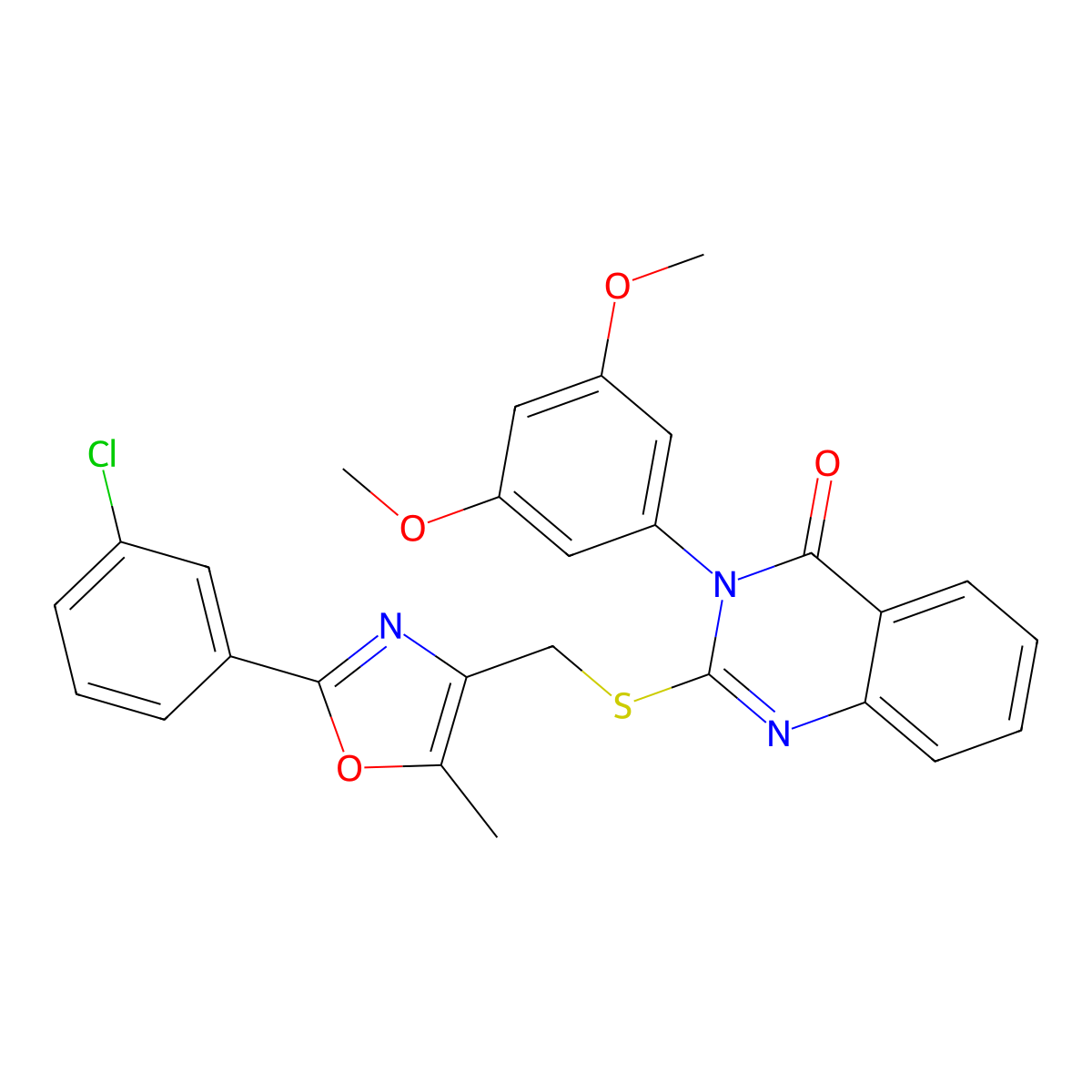 2-(((2-(3-chlorophenyl)-5-methyloxazol-4-yl)methyl)thio)-3-(3,5-dimethoxyphenyl)quinazolin-4(3H)-one molecular structure, CAS 1114827-91-6