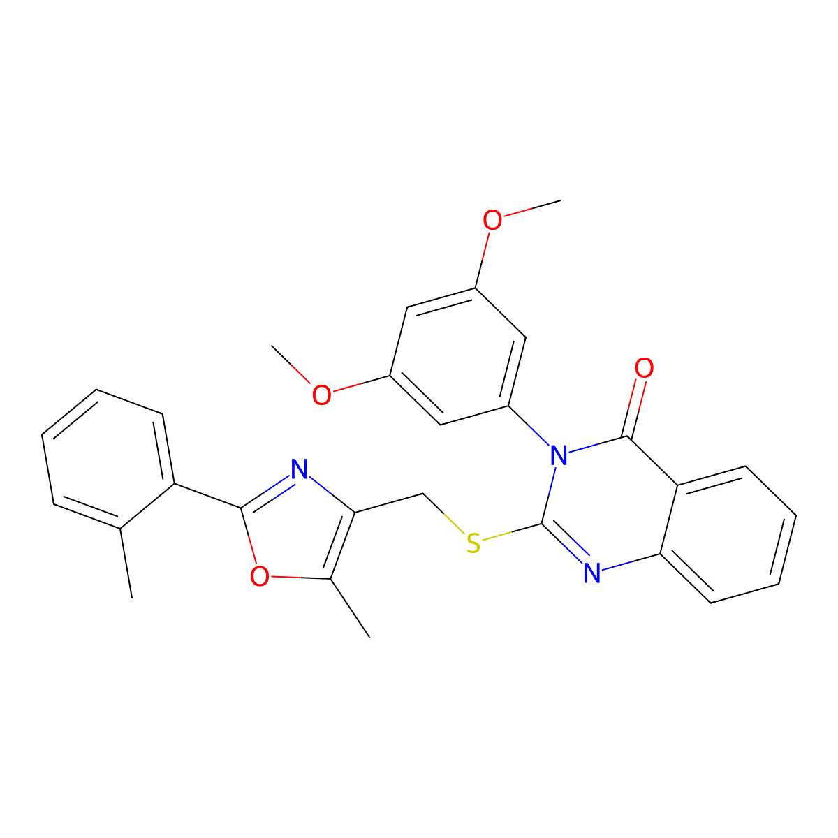 3-(3,5-dimethoxyphenyl)-2-(((5-methyl-2-(o-tolyl)oxazol-4-yl)methyl)thio)quinazolin-4(3H)-one molecular structure, CAS 1114827-92-7