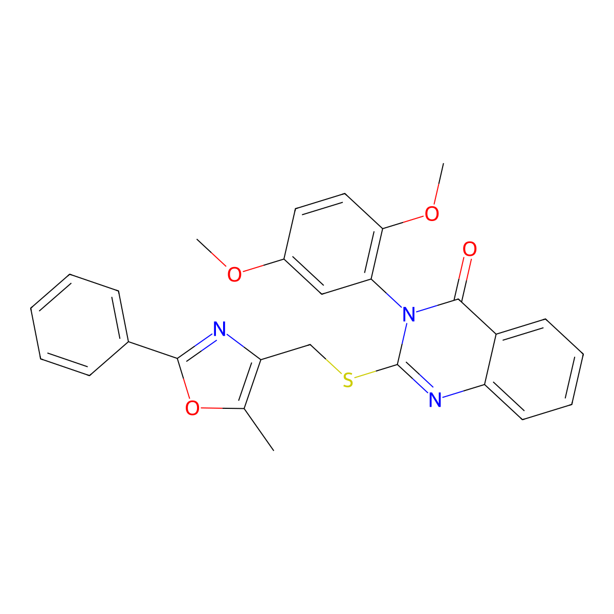 3-(2,5-dimethoxyphenyl)-2-(((5-methyl-2-phenyloxazol-4-yl)methyl)thio)quinazolin-4(3H)-one molecular structure, CAS 1114827-98-3