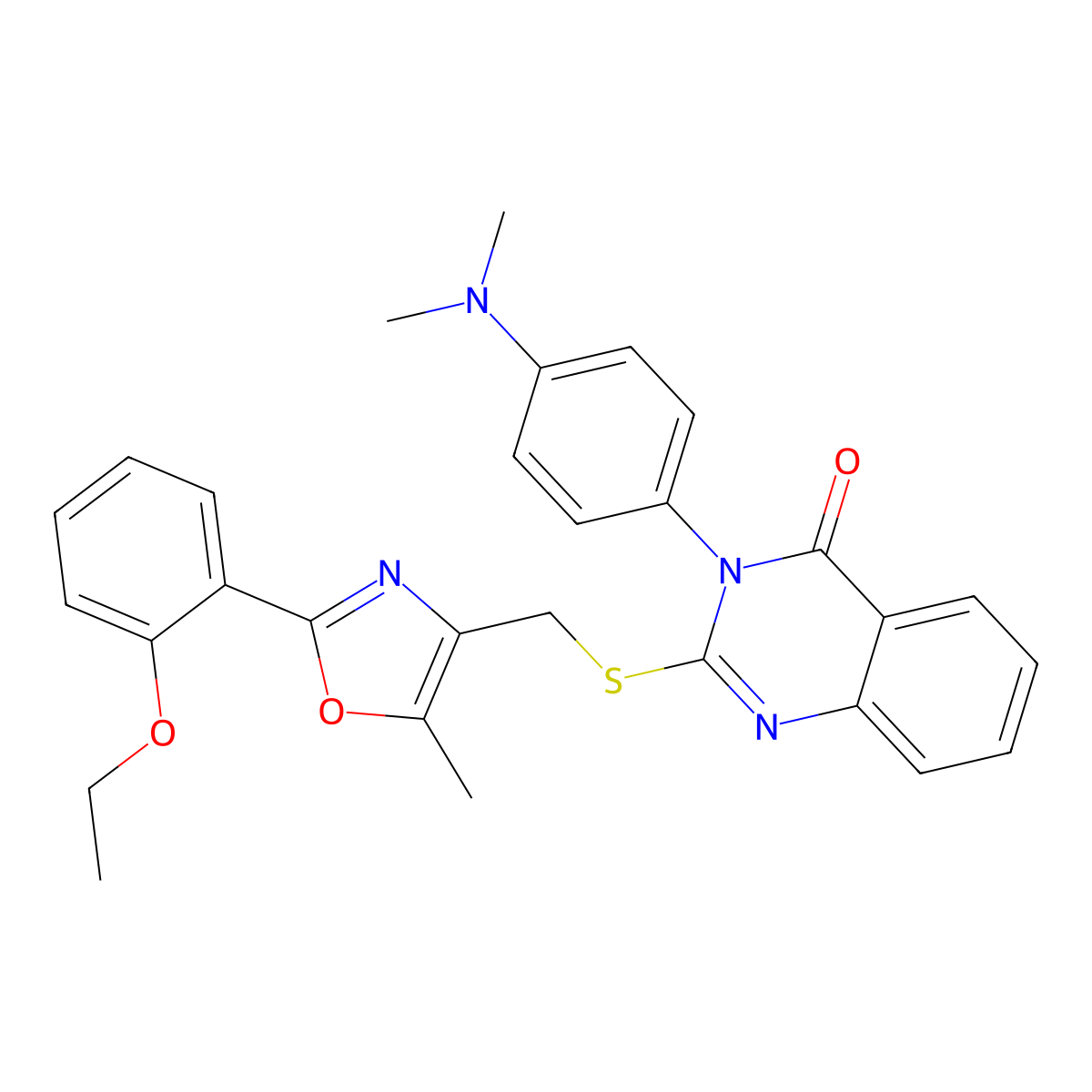 3-(4-(dimethylamino)phenyl)-2-(((2-(2-ethoxyphenyl)-5-methyloxazol-4-yl)methyl)thio)quinazolin-4(3H)-one molecular structure, CAS 1114828-04-4