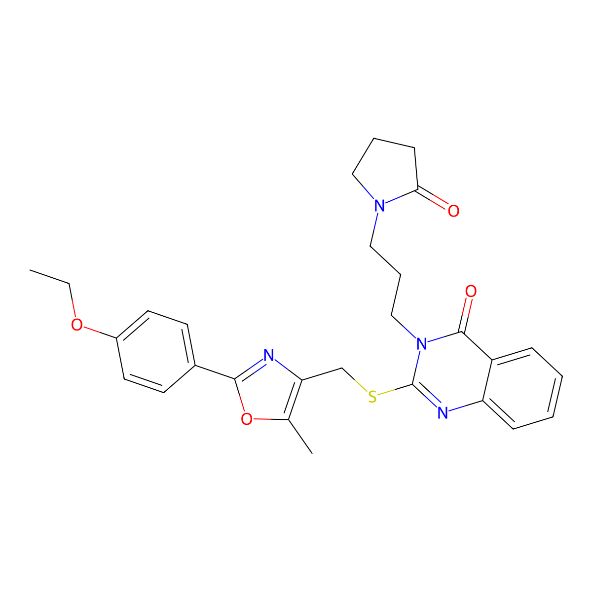 2-(((2-(4-ethoxyphenyl)-5-methyloxazol-4-yl)methyl)thio)-3-(3-(2-oxopyrrolidin-1-yl)propyl)quinazolin-4(3H)-one molecular structure, CAS 1114828-05-5