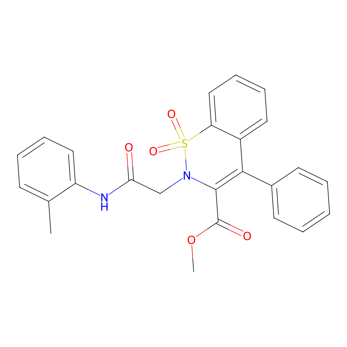 methyl 2-(2-oxo-2-(o-tolylamino)ethyl)-4-phenyl-2H-benzo[e][1,2]thiazine-3-carboxylate 1,1-dioxide molecular structure, CAS 1114828-18-0