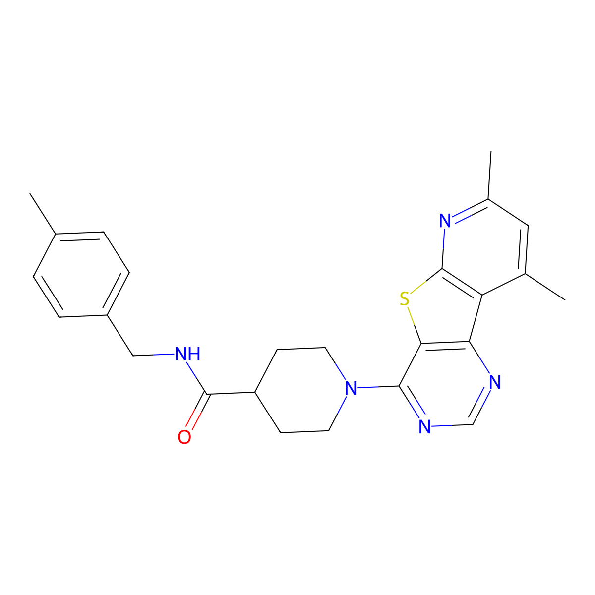 1-(7,9-dimethylpyrido[3',2':4,5]thieno[3,2-d]pyrimidin-4-yl)-N-(4-methylbenzyl)piperidine-4-carboxamide molecular structure, CAS 1114830-04-4