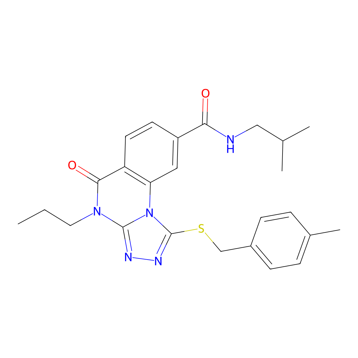1-{[(4-methylphenyl)methyl]sulfanyl}-N-(2-methylpropyl)-5-oxo-4-propyl-4H,5H-[1,2,4]triazolo[4,3-a]quinazoline-8-carboxamide molecular structure, CAS 1114830-31-7