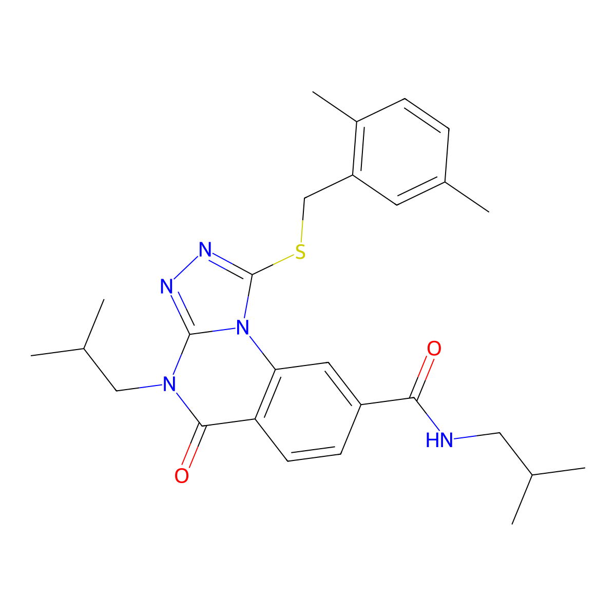 1-((2,5-dimethylbenzyl)thio)-N,4-diisobutyl-5-oxo-4,5-dihydro-[1,2,4]triazolo[4,3-a]quinazoline-8-carboxamide molecular structure, CAS 1114830-47-5