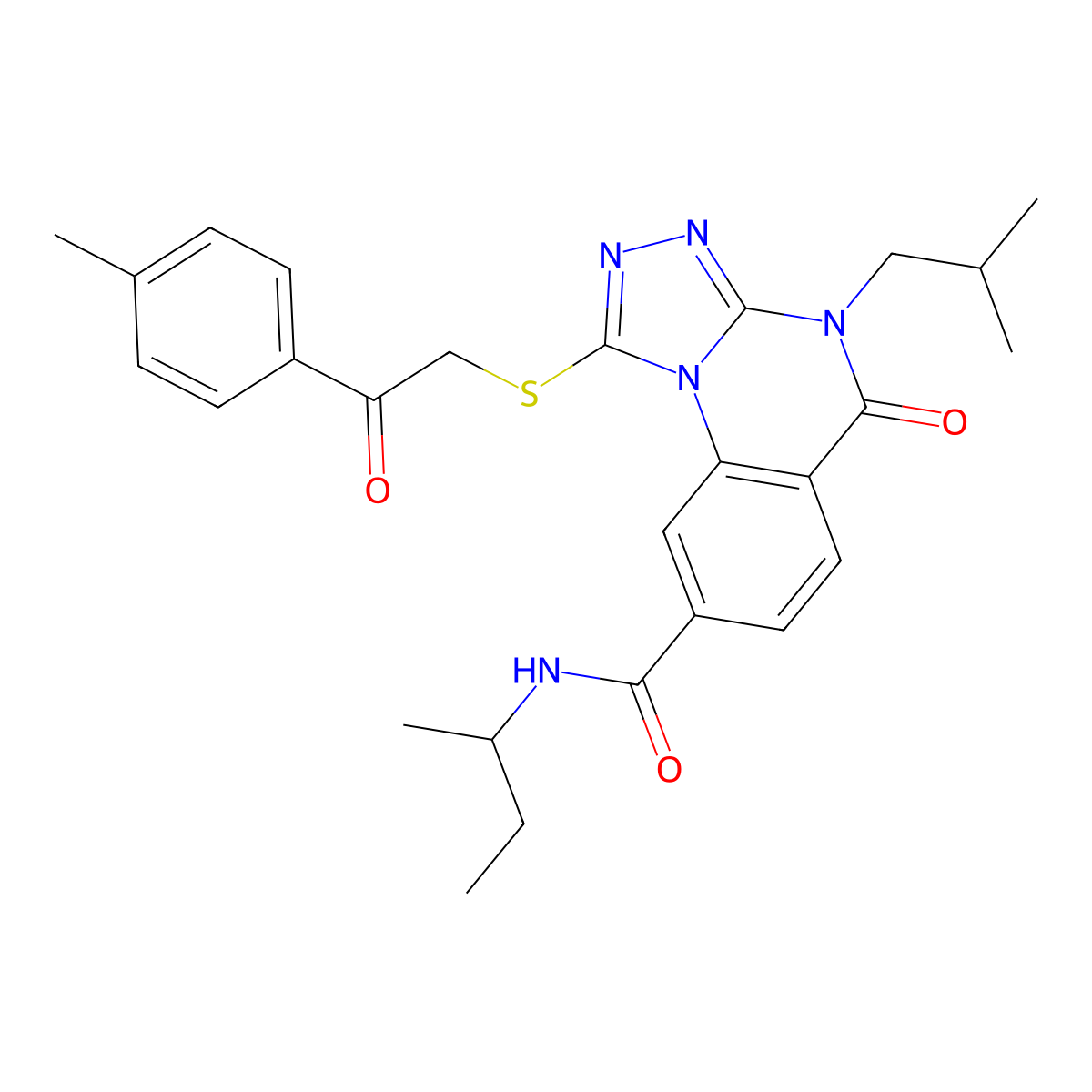 N-(butan-2-yl)-1-{[2-(4-methylphenyl)-2-oxoethyl]sulfanyl}-4-(2-methylpropyl)-5-oxo-4H,5H-[1,2,4]triazolo[4,3-a]quinazoline-8-carboxamide molecular structure, CAS 1114830-51-1