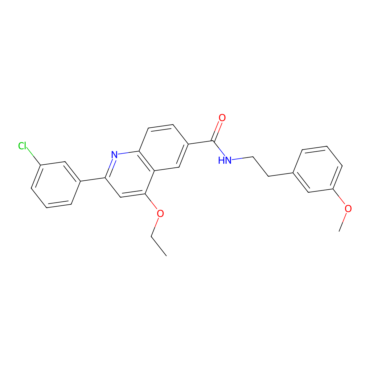2-(3-chlorophenyl)-4-ethoxy-N-[2-(3-methoxyphenyl)ethyl]quinoline-6-carboxamide molecular structure, CAS 1114831-11-6