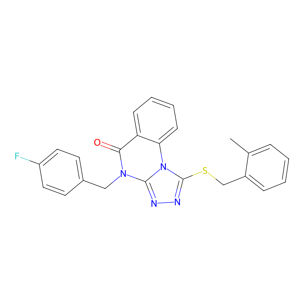 4-(4-fluorobenzyl)-1-[(2-methylbenzyl)thio][1,2,4]triazolo[4,3-a]quinazolin-5(4H)-one molecular structure, CAS 1114832-02-8