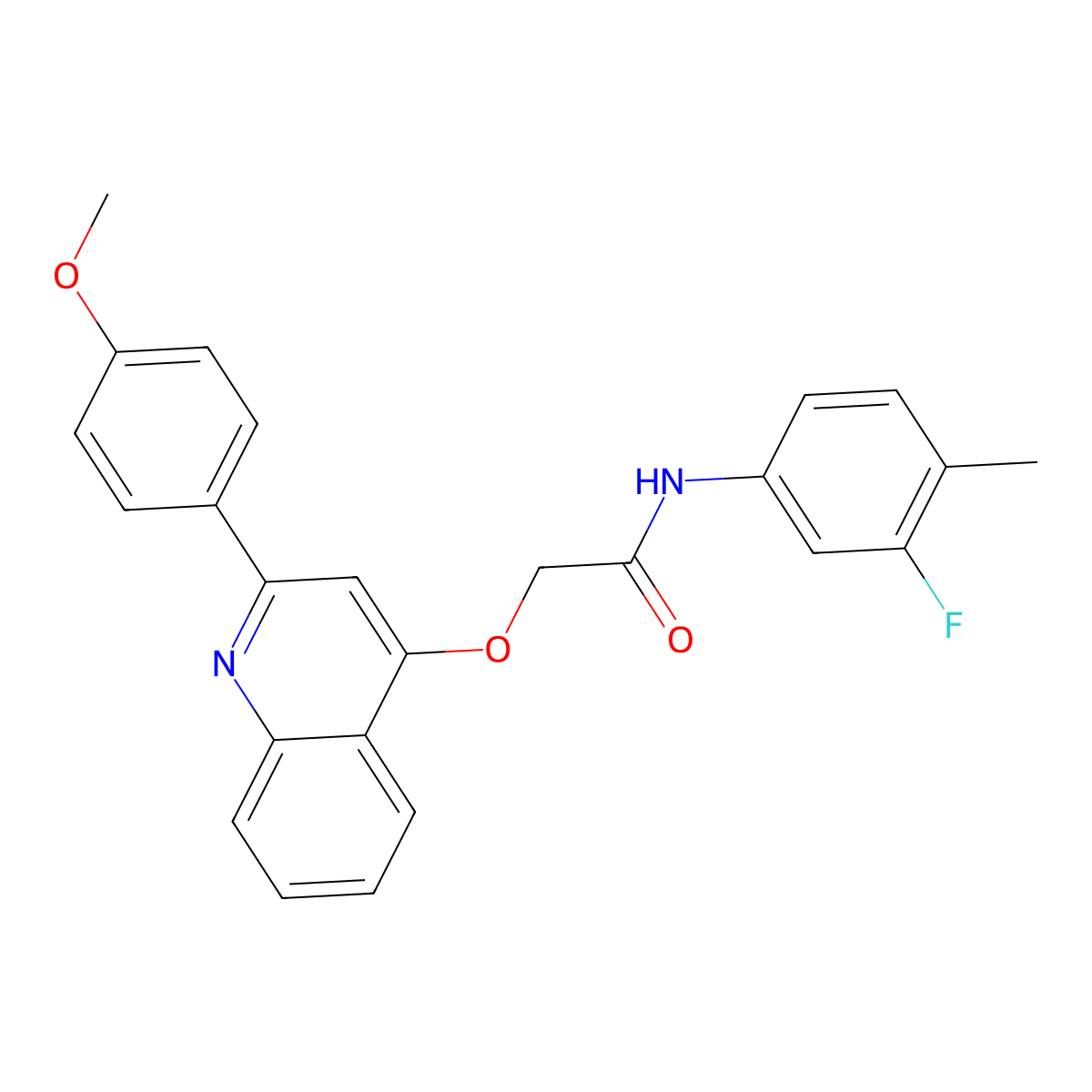 N-(3-fluoro-4-methylphenyl)-2-((2-(4-methoxyphenyl)quinolin-4-yl)oxy)acetamide molecular structure, CAS 1114832-26-6