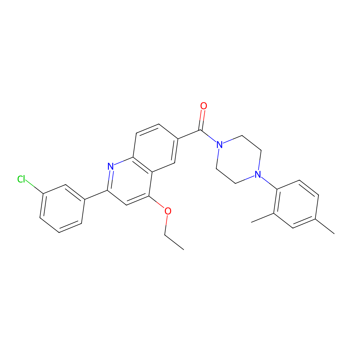2-(3-Chlorophenyl)-6-[4-(2,4-dimethylphenyl)piperazine-1-carbonyl]-4-ethoxyquinoline molecular structure, CAS 1114833-67-8