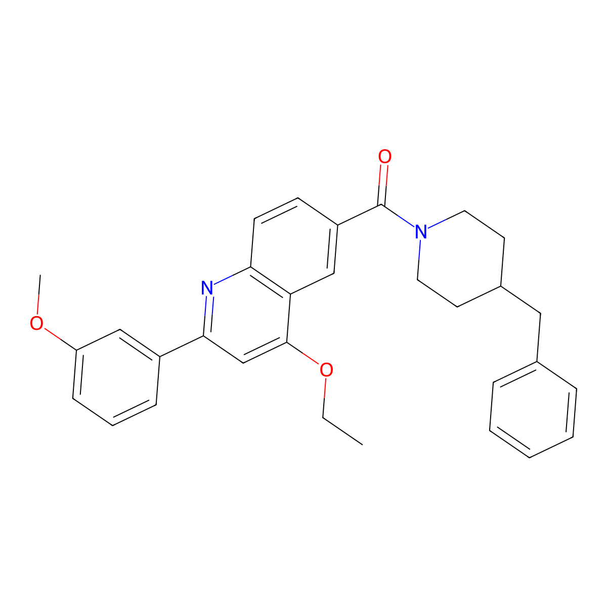 (4-Benzylpiperidin-1-yl)(4-ethoxy-2-(3-methoxyphenyl)quinolin-6-yl)methanone molecular structure, CAS 1114833-76-9
