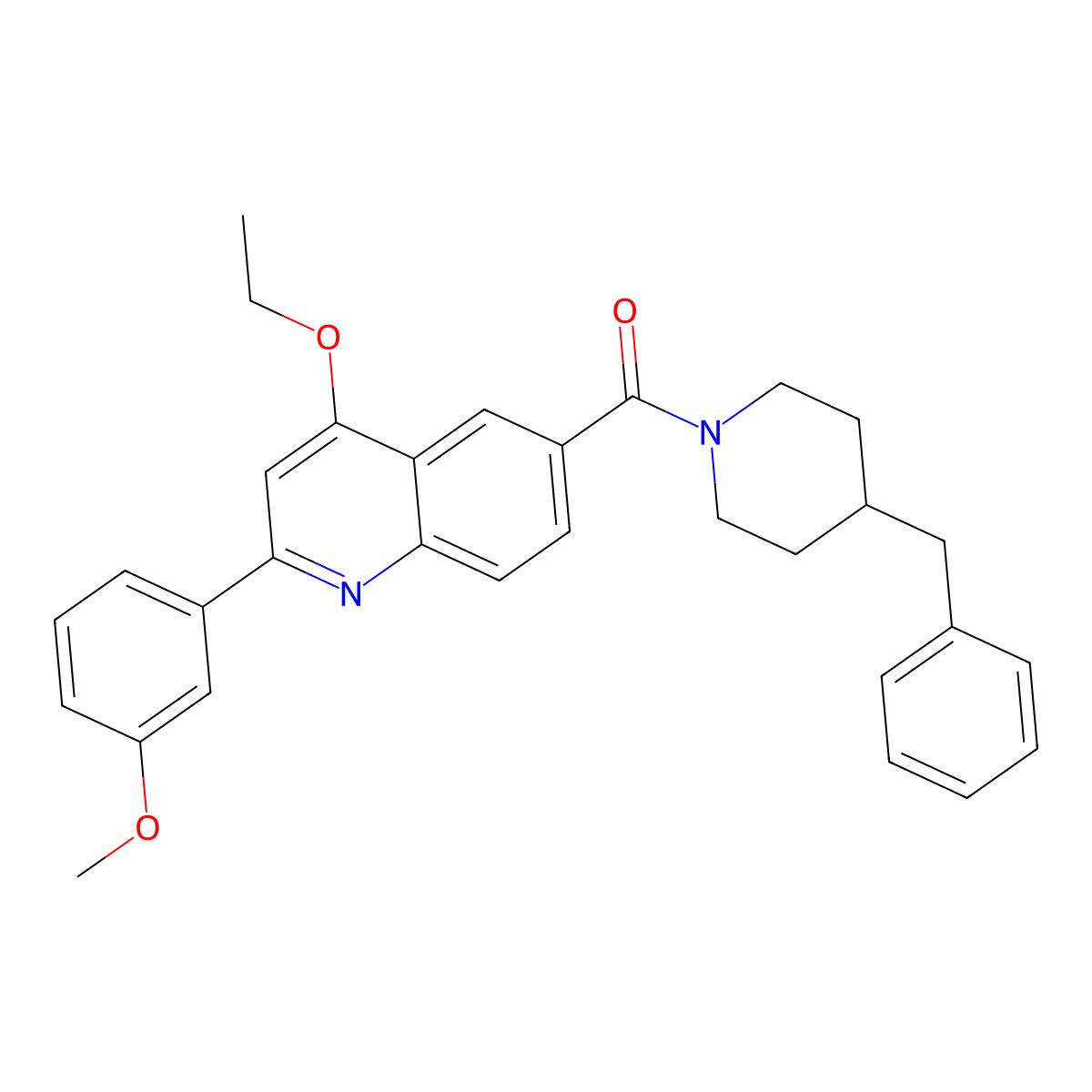 (4-Benzylpiperidin-1-yl)(4-ethoxy-2-(3-methoxyphenyl)quinolin-6-yl)methanone molecular structure, CAS 1114833-76-9