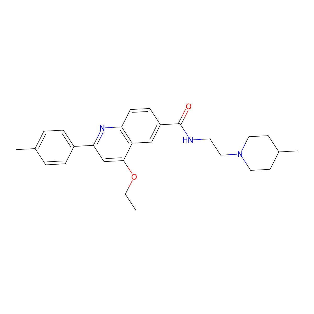 4-ethoxy-2-(4-methylphenyl)-N-[2-(4-methylpiperidin-1-yl)ethyl]quinoline-6-carboxamide molecular structure, CAS 1114834-06-8