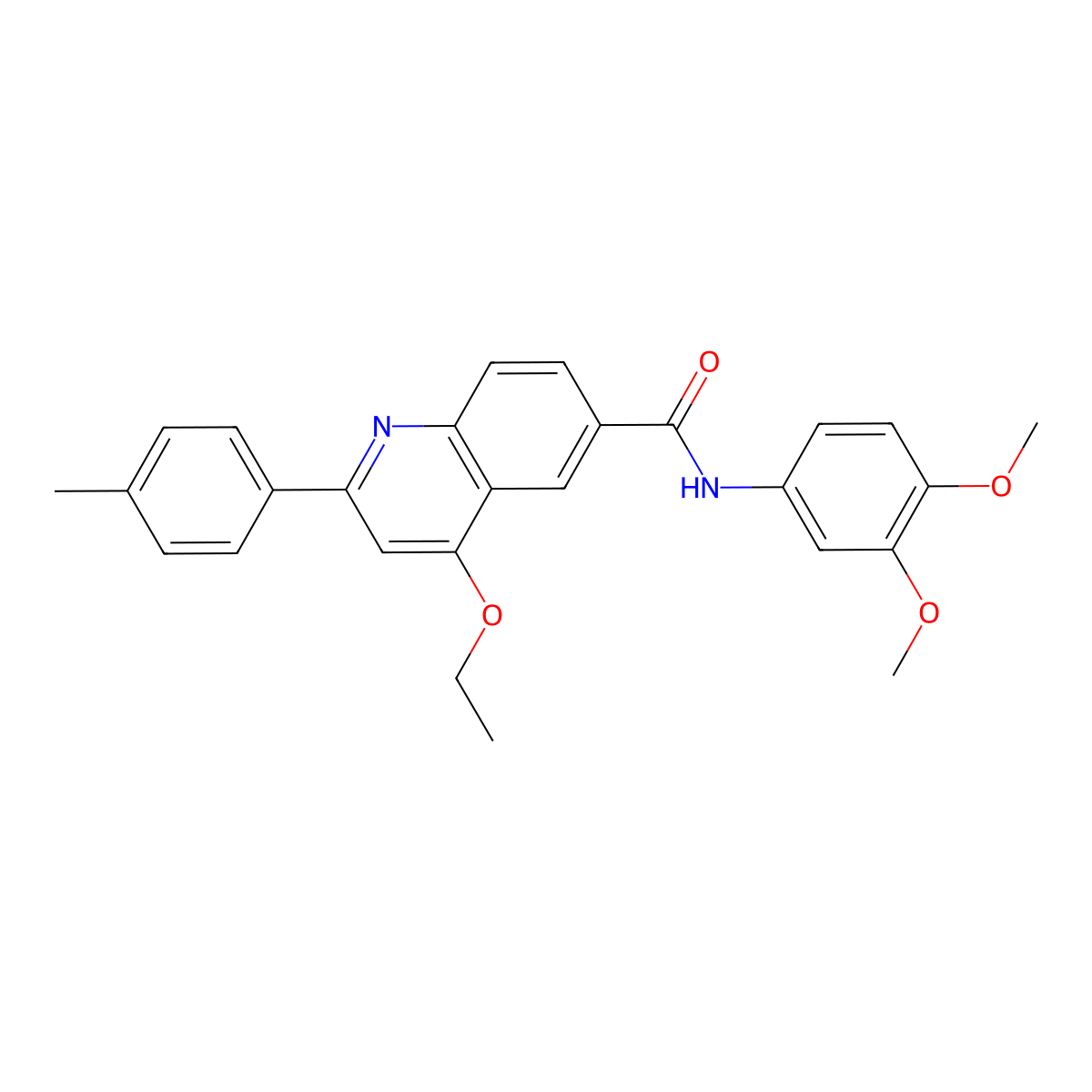 N-(3,4-dimethoxyphenyl)-4-ethoxy-2-(4-methylphenyl)quinoline-6-carboxamide molecular structure, CAS 1114834-08-0
