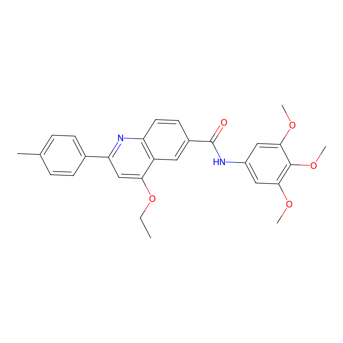 4-ethoxy-2-(4-methylphenyl)-N-(3,4,5-trimethoxyphenyl)quinoline-6-carboxamide molecular structure, CAS 1114834-09-1