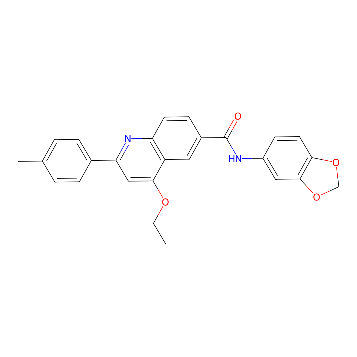 N-(benzo[d][1,3]dioxol-5-yl)-4-ethoxy-2-(p-tolyl)quinoline-6-carboxamide molecular structure, CAS 1114834-10-4