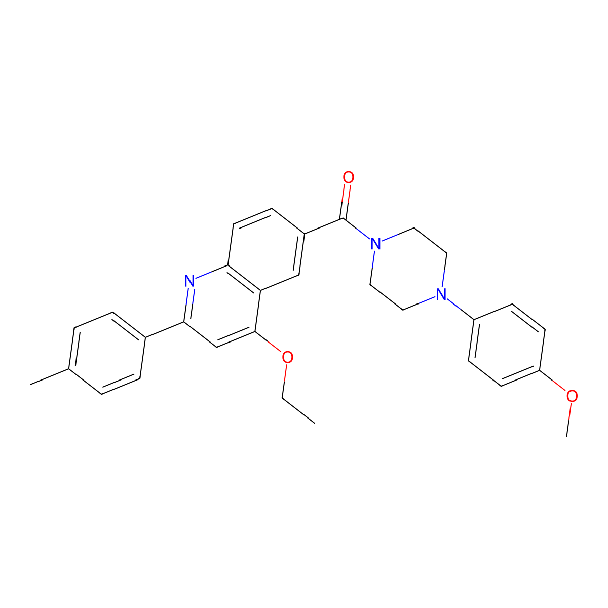 (4-Ethoxy-2-(p-tolyl)quinolin-6-yl)(4-(4-methoxyphenyl)piperazin-1-yl)methanone molecular structure, CAS 1114834-24-0