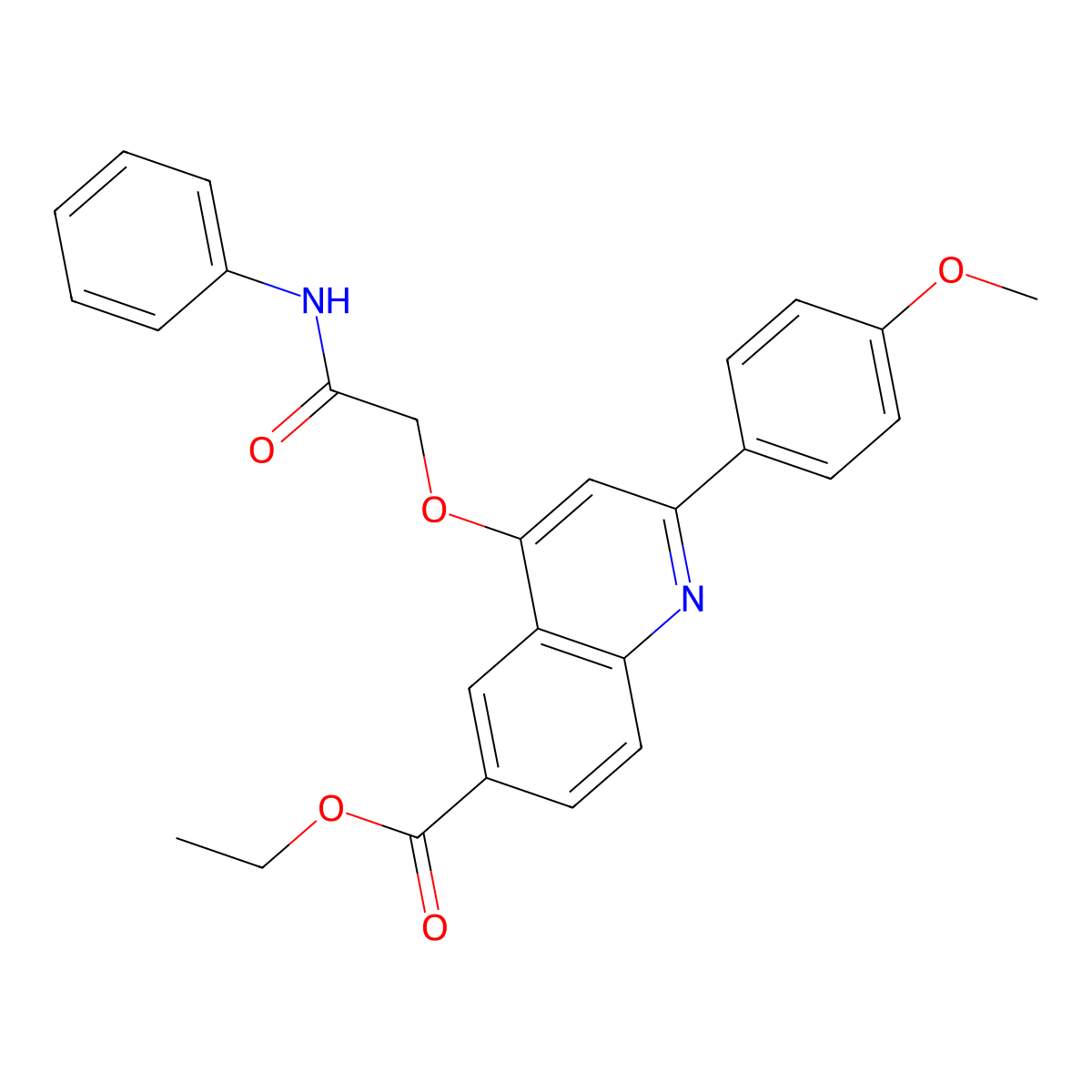 Ethyl 2-(4-methoxyphenyl)-4-[(phenylcarbamoyl)methoxy]quinoline-6-carboxylate molecular structure, CAS 1114835-18-5