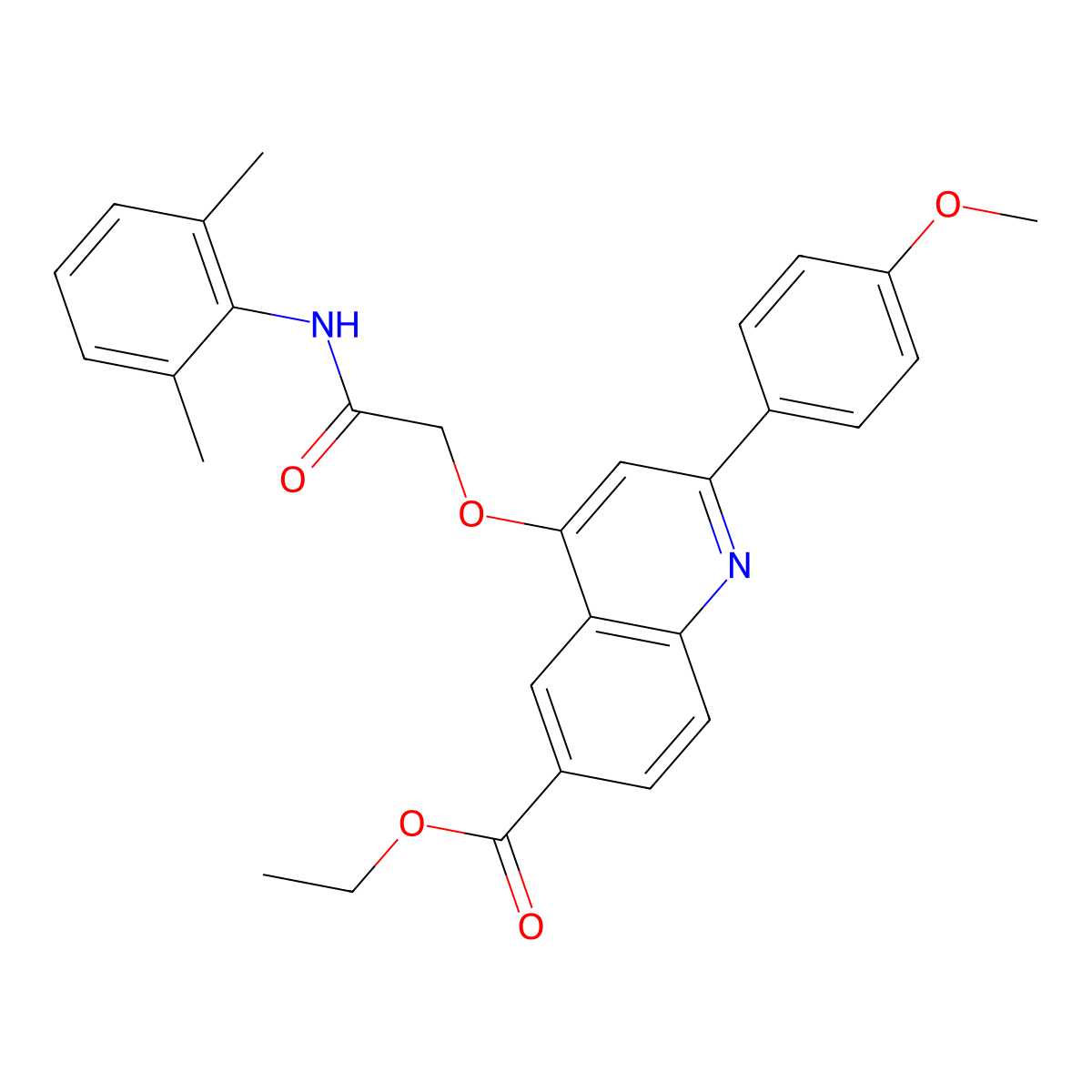 Ethyl 4-{[(2,6-dimethylphenyl)carbamoyl]methoxy}-2-(4-methoxyphenyl)quinoline-6-carboxylate molecular structure, CAS 1114835-22-1