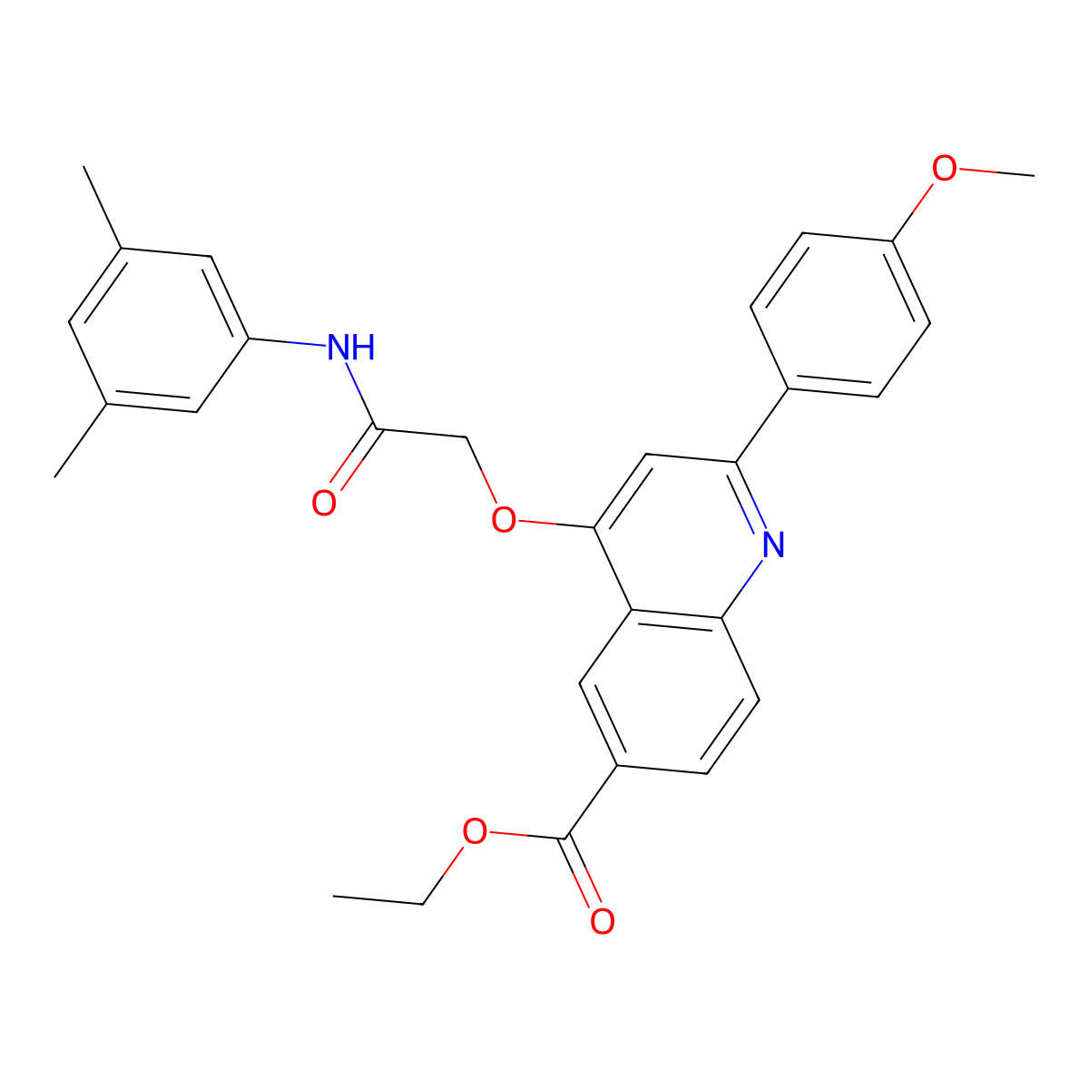Ethyl 4-{[(3,5-dimethylphenyl)carbamoyl]methoxy}-2-(4-methoxyphenyl)quinoline-6-carboxylate molecular structure, CAS 1114835-23-2