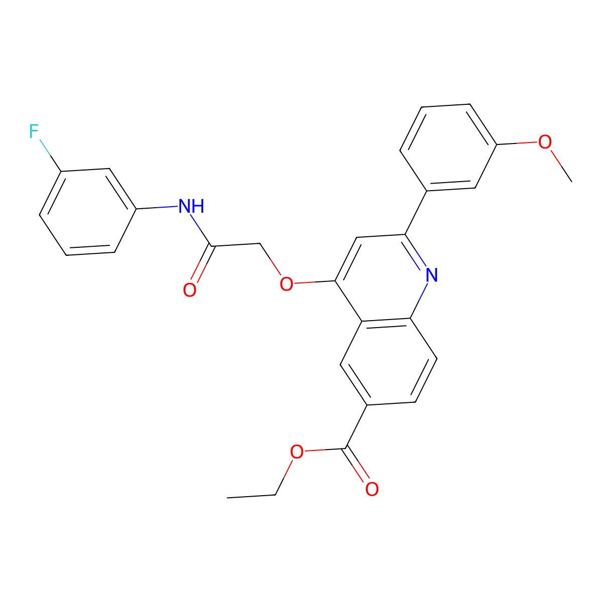 Ethyl 4-{[(3-fluorophenyl)carbamoyl]methoxy}-2-(3-methoxyphenyl)quinoline-6-carboxylate molecular structure, CAS 1114835-27-6