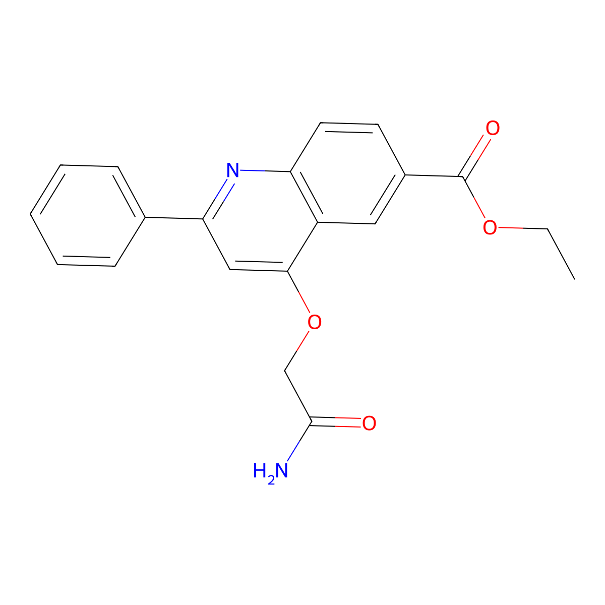 Ethyl 4-(carbamoylmethoxy)-2-phenylquinoline-6-carboxylate molecular structure, CAS 1114835-33-4