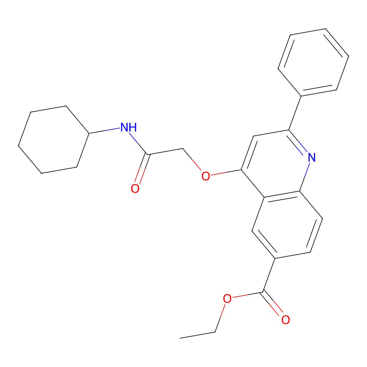 Ethyl 4-[(cyclohexylcarbamoyl)methoxy]-2-phenylquinoline-6-carboxylate molecular structure, CAS 1114835-34-5