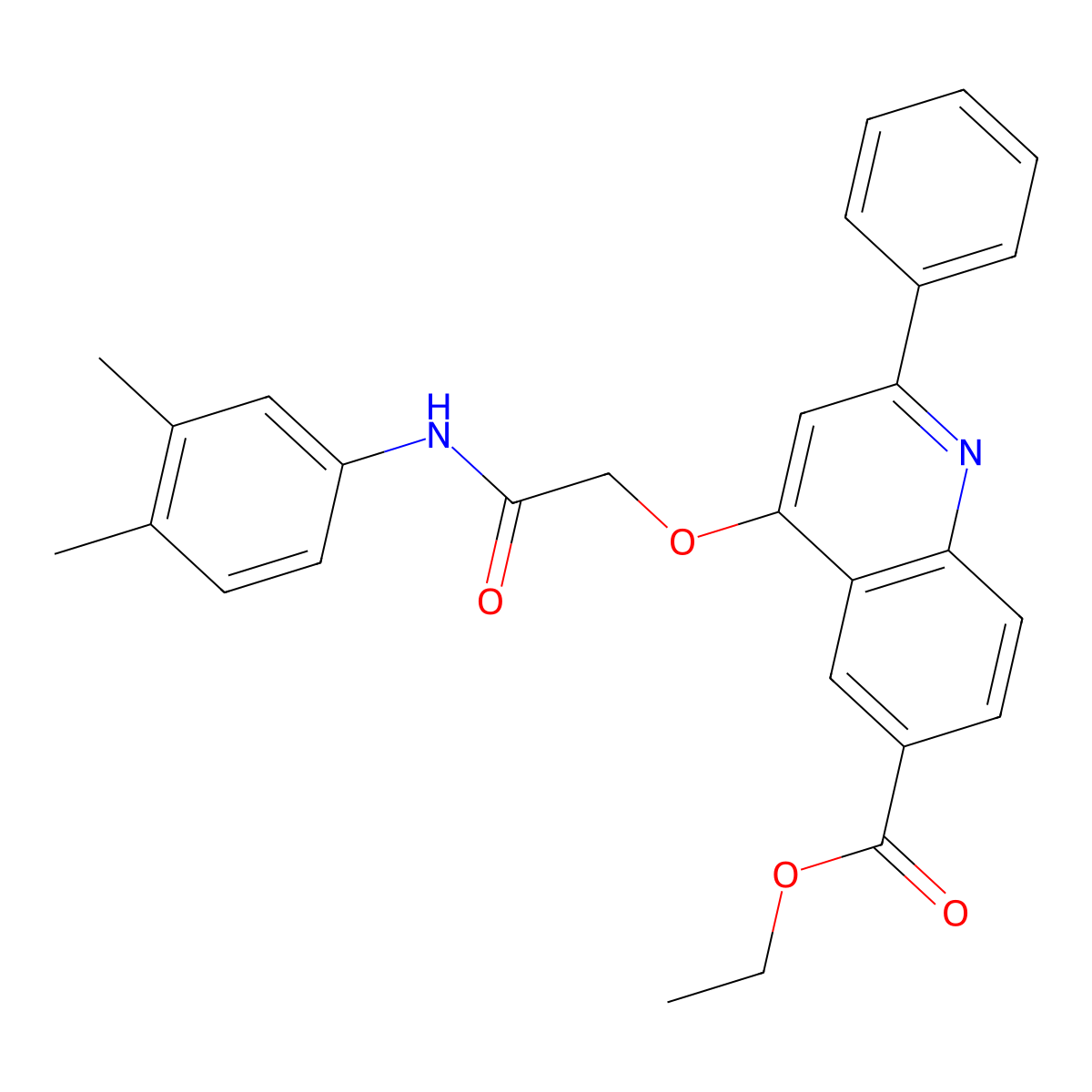 Ethyl 4-{[(3,4-dimethylphenyl)carbamoyl]methoxy}-2-phenylquinoline-6-carboxylate molecular structure, CAS 1114835-35-6