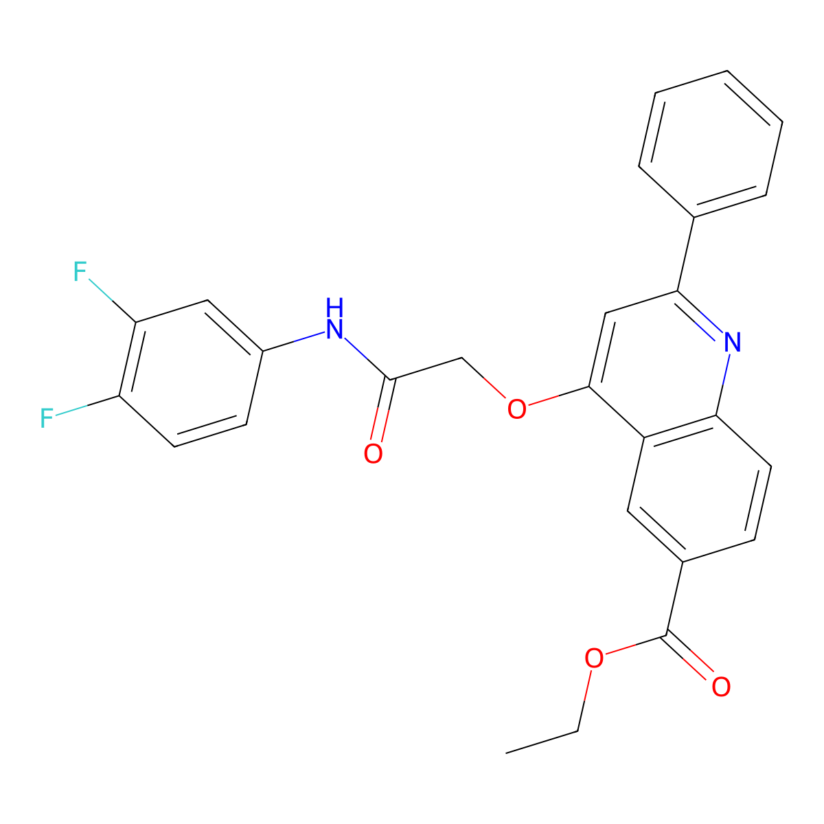 Ethyl 4-{[(3,4-difluorophenyl)carbamoyl]methoxy}-2-phenylquinoline-6-carboxylate molecular structure, CAS 1114835-36-7