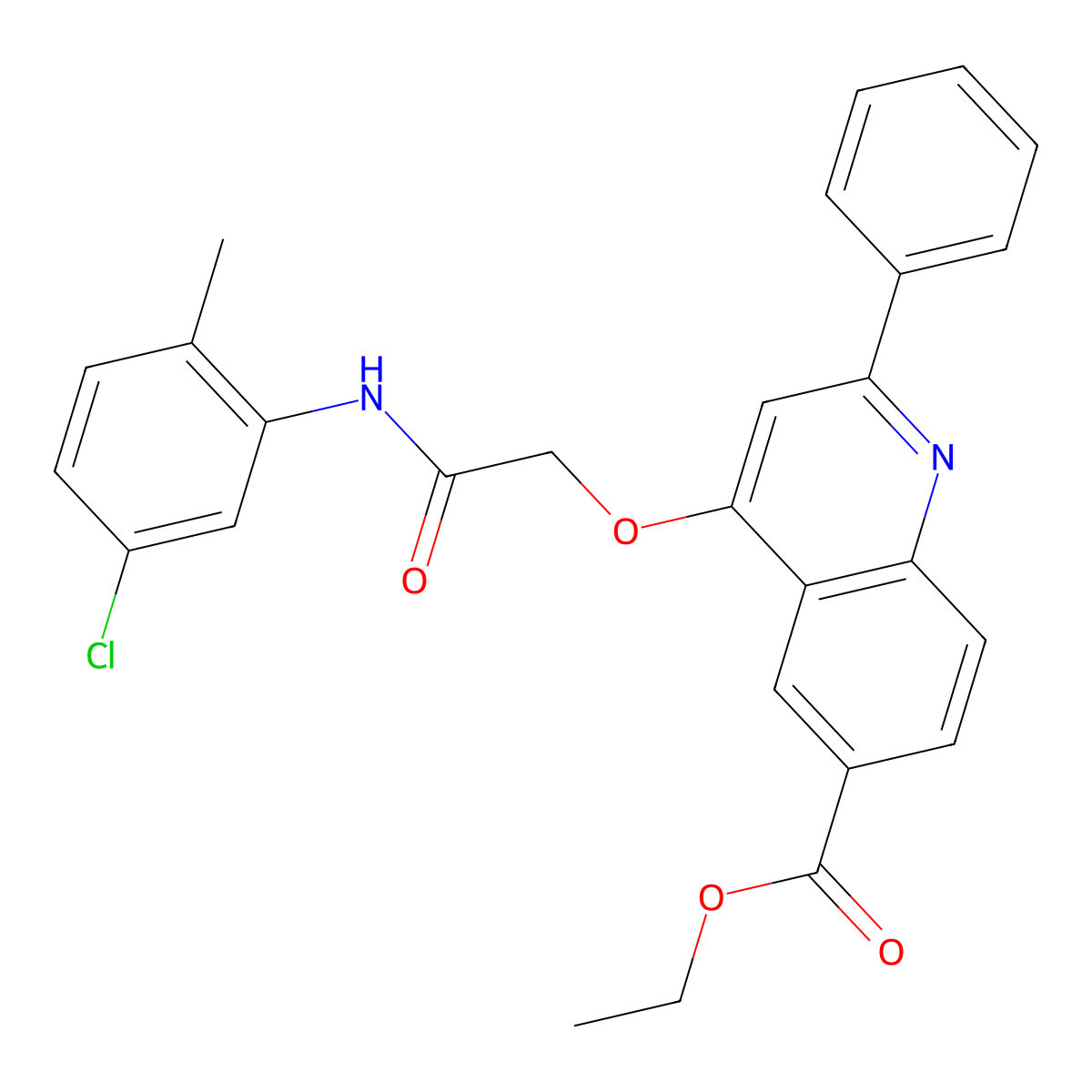 Ethyl 4-{[(5-chloro-2-methylphenyl)carbamoyl]methoxy}-2-phenylquinoline-6-carboxylate molecular structure, CAS 1114835-37-8