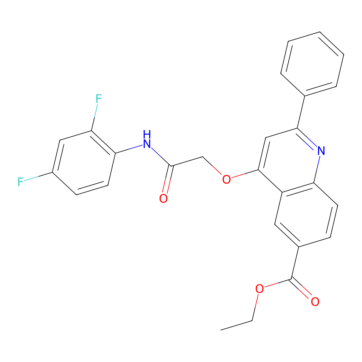 Ethyl 4-{[(2,4-difluorophenyl)carbamoyl]methoxy}-2-phenylquinoline-6-carboxylate molecular structure, CAS 1114835-44-7
