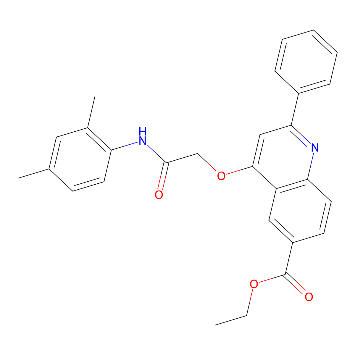 Ethyl 4-{[(2,4-dimethylphenyl)carbamoyl]methoxy}-2-phenylquinoline-6-carboxylate molecular structure, CAS 1114835-45-8