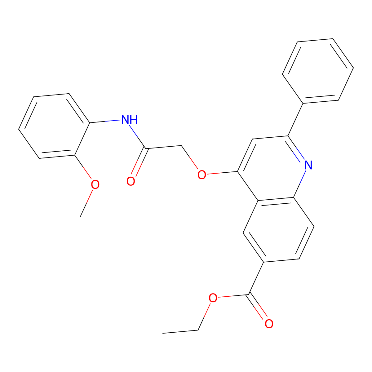 Ethyl 4-{[(2-methoxyphenyl)carbamoyl]methoxy}-2-phenylquinoline-6-carboxylate molecular structure, CAS 1114835-46-9