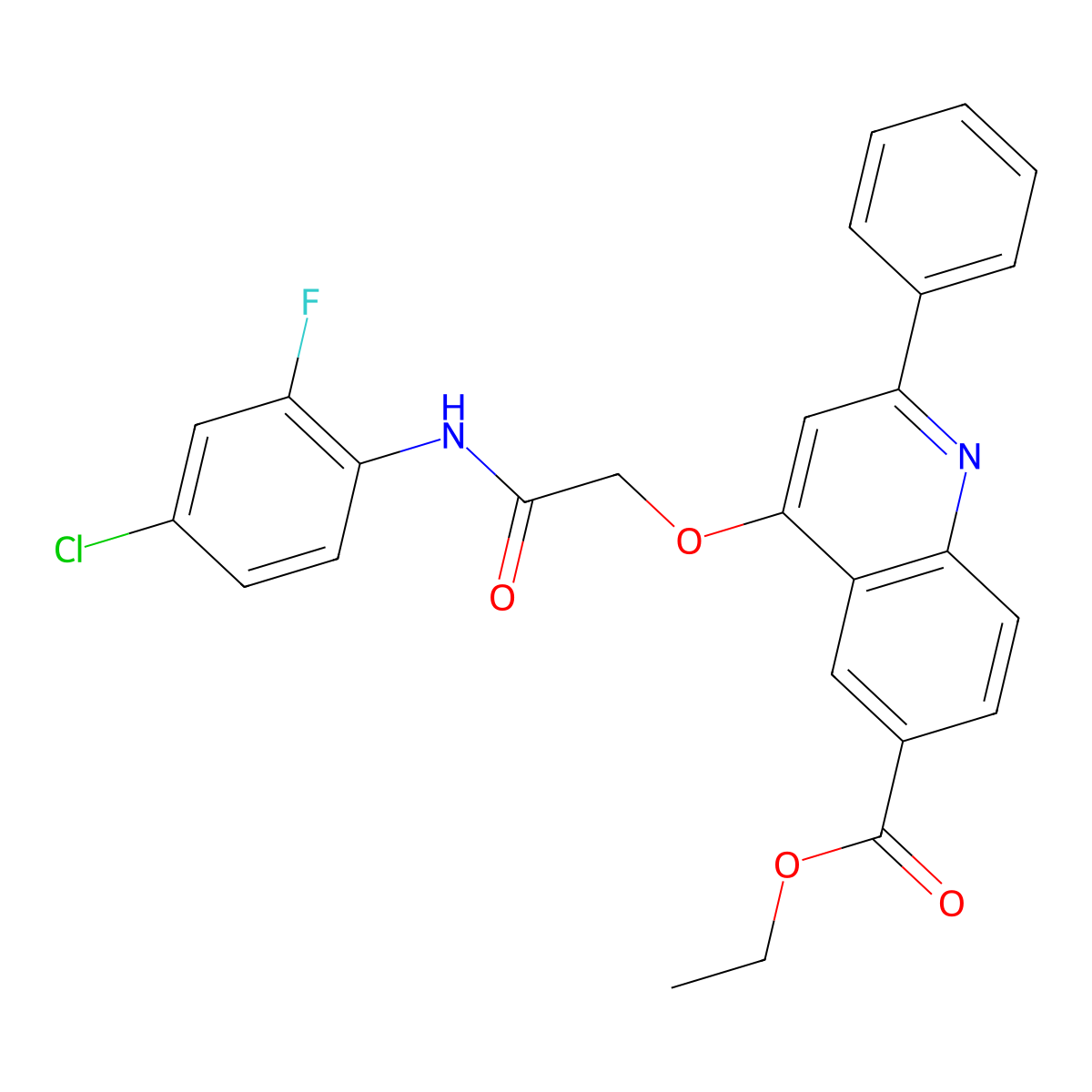 Ethyl 4-{[(4-chloro-2-fluorophenyl)carbamoyl]methoxy}-2-phenylquinoline-6-carboxylate molecular structure, CAS 1114835-48-1