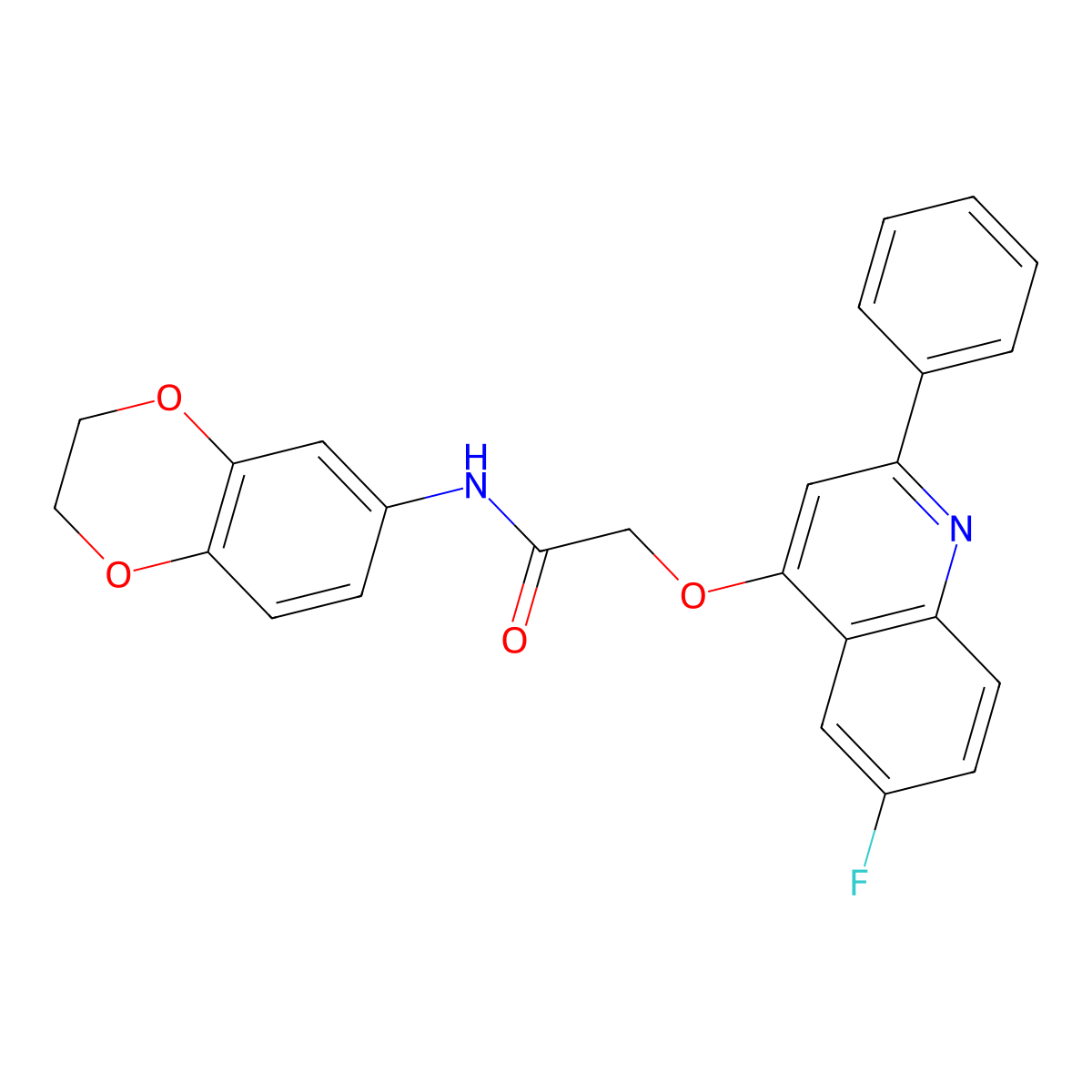 N-(2,3-dihydro-1,4-benzodioxin-6-yl)-2-[(6-fluoro-2-phenylquinolin-4-yl)oxy]acetamide molecular structure, CAS 1114835-56-1