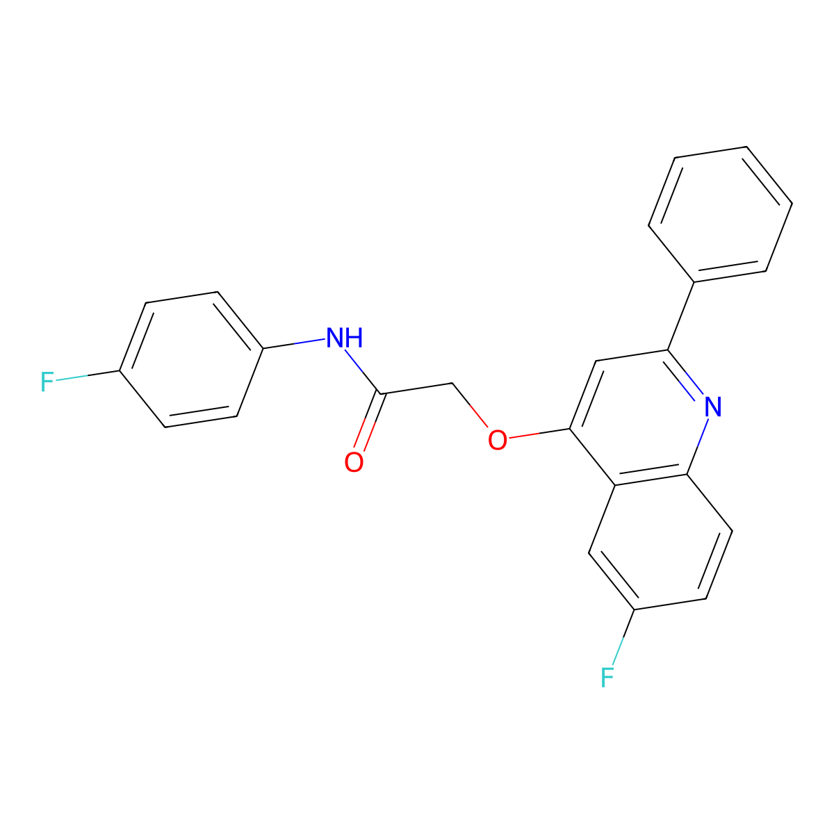 2-[(6-fluoro-2-phenylquinolin-4-yl)oxy]-N-(4-fluorophenyl)acetamide molecular structure, CAS 1114835-58-3