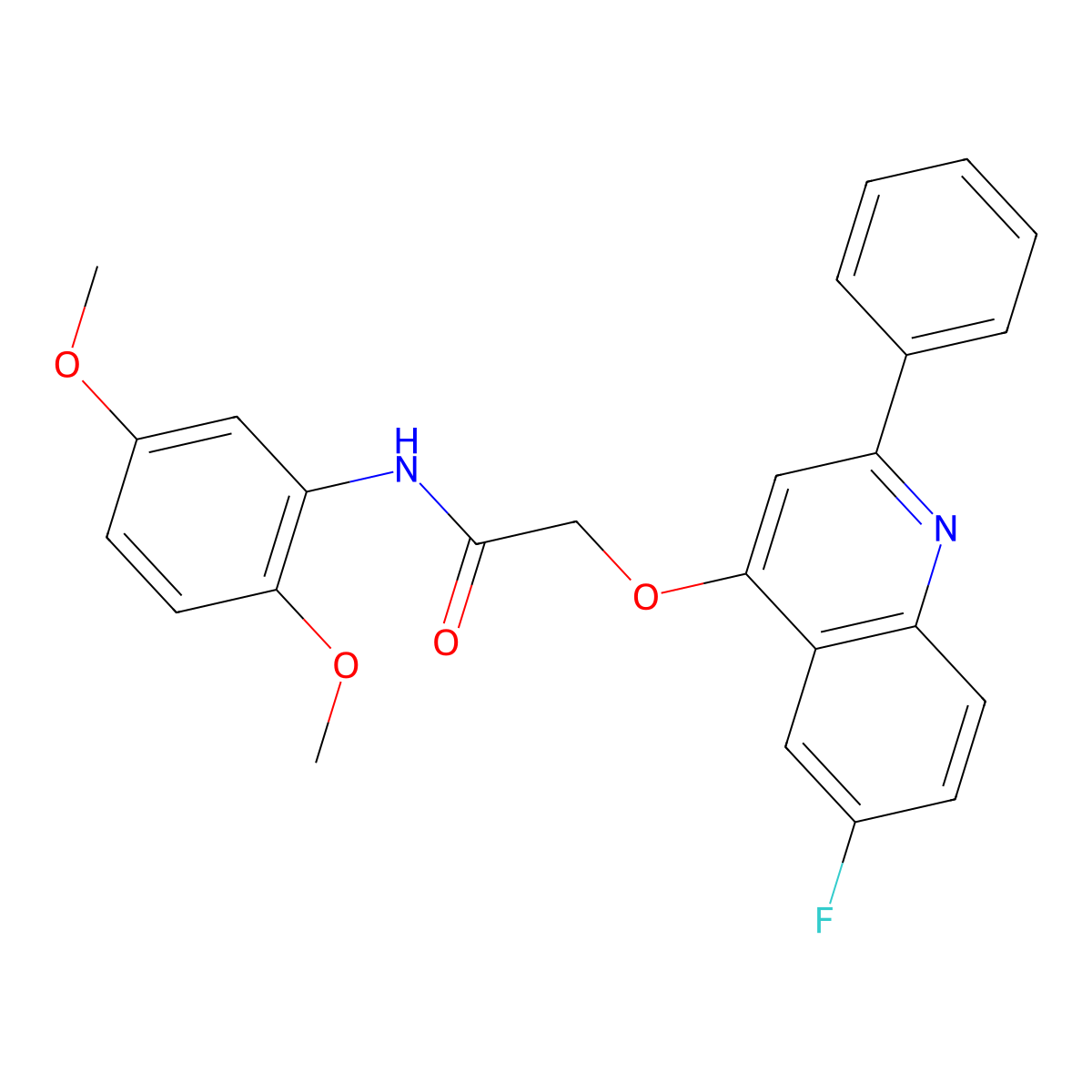 N-(2,5-dimethoxyphenyl)-2-[(6-fluoro-2-phenylquinolin-4-yl)oxy]acetamide molecular structure, CAS 1114835-63-0