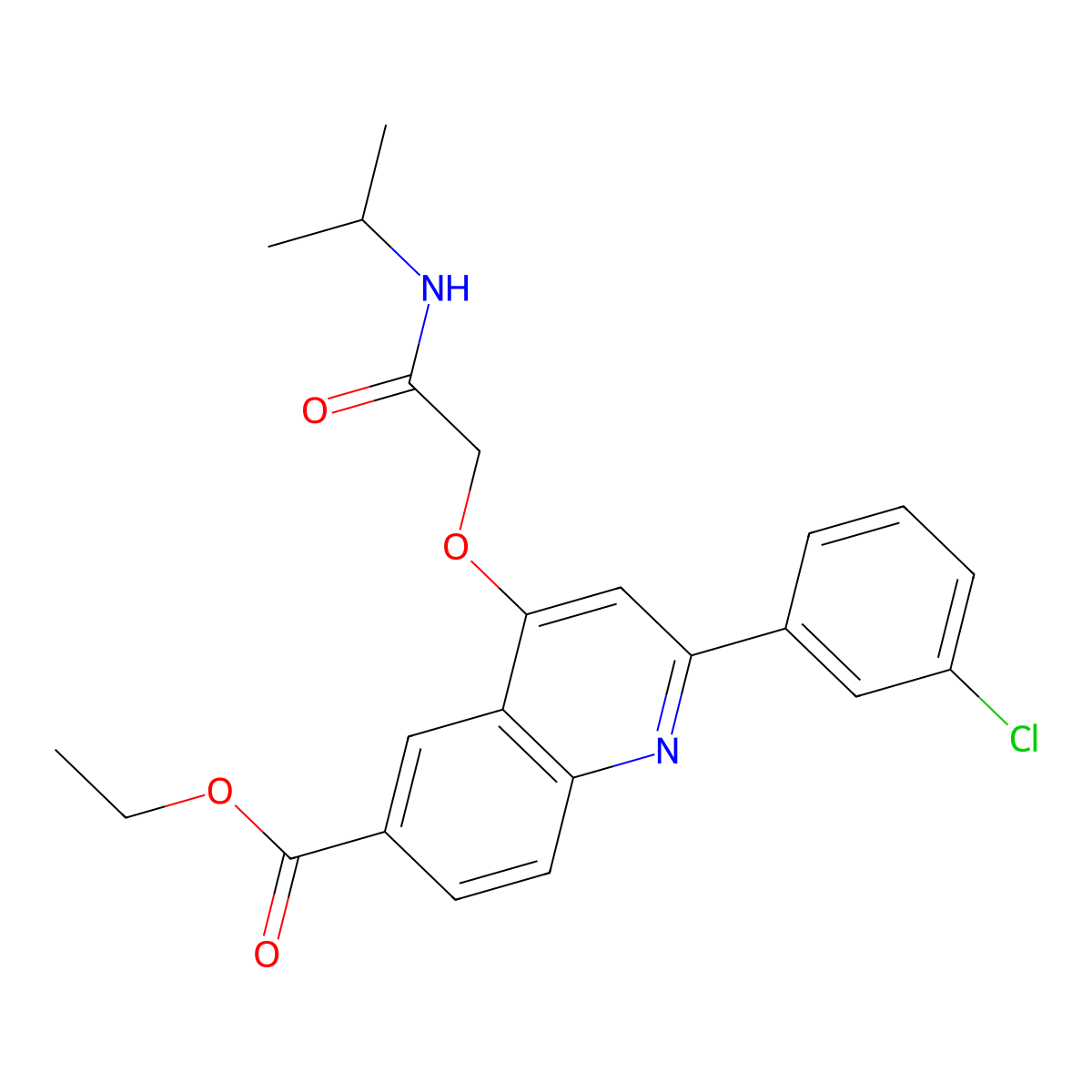 Ethyl 2-(3-chlorophenyl)-4-(2-(isopropylamino)-2-oxoethoxy)quinoline-6-carboxylate molecular structure, CAS 1114835-77-6