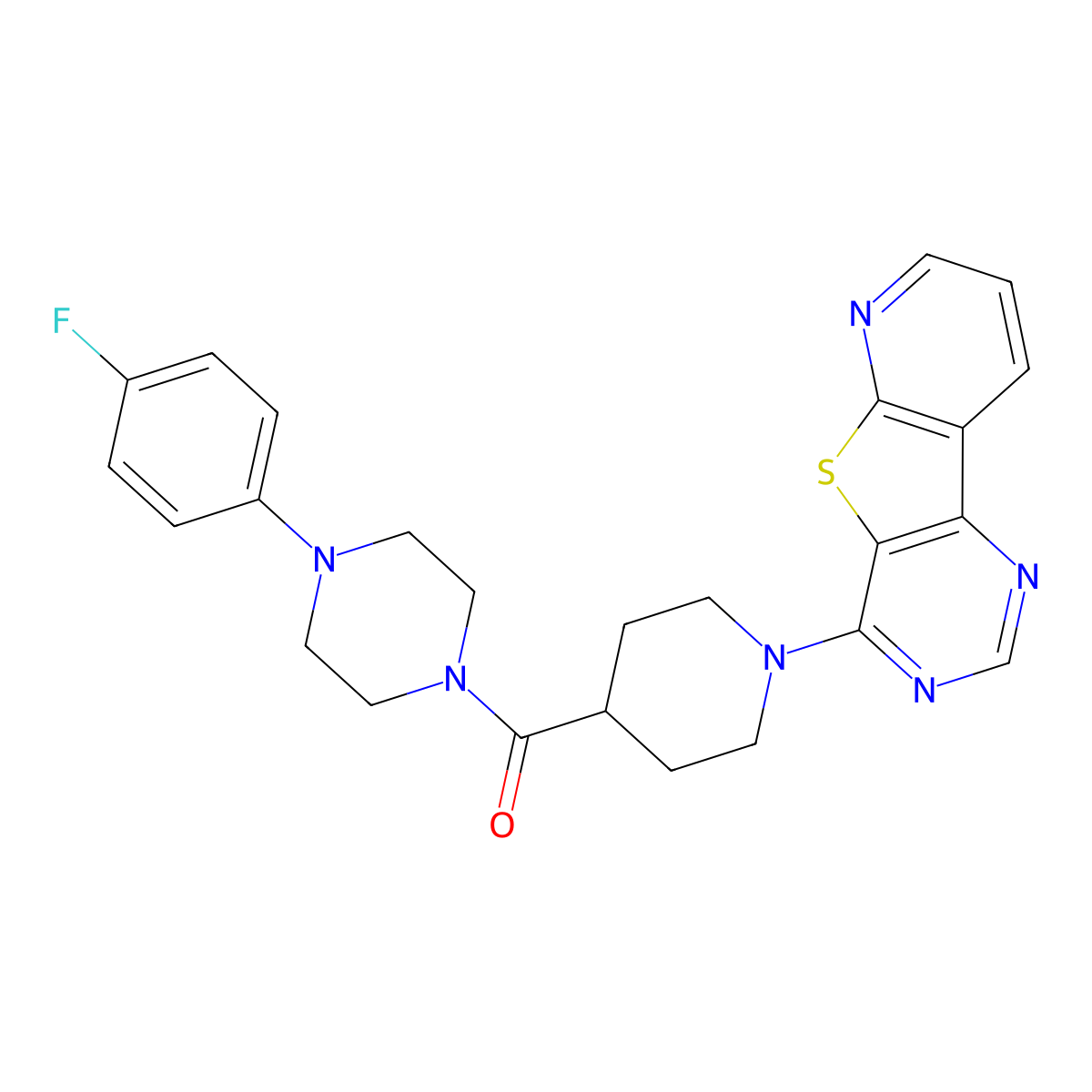 (4-(4-Fluorophenyl)piperazin-1-yl)(1-(pyrido[3',2':4,5]thieno[3,2-d]pyrimidin-4-yl)piperidin-4-yl)methanone molecular structure, CAS 1114836-10-0