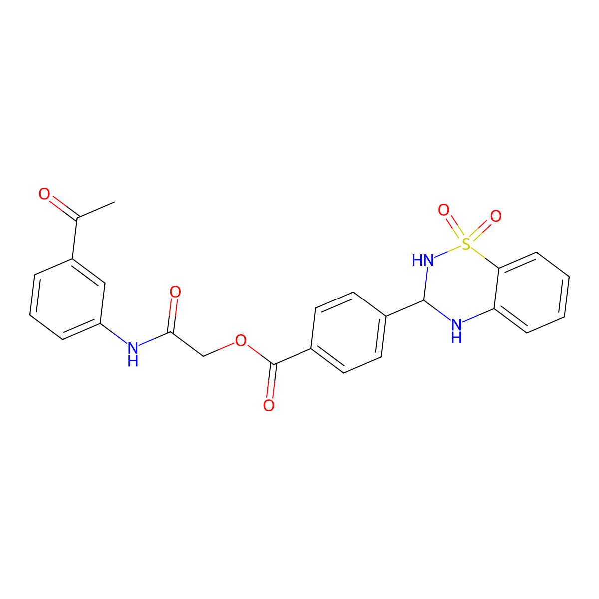 2-((3-acetylphenyl)amino)-2-oxoethyl 4-(1,1-dioxido-3,4-dihydro-2H-benzo[e][1,2,4]thiadiazin-3-yl)benzoate molecular structure, CAS 1114839-30-3